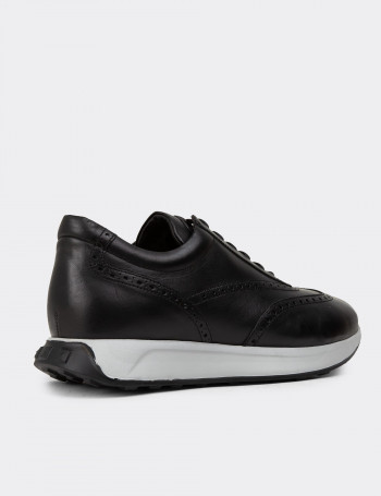 Hakiki Deri Siyah Erkek Sneaker Ayakkabı - 00750MSYHE06