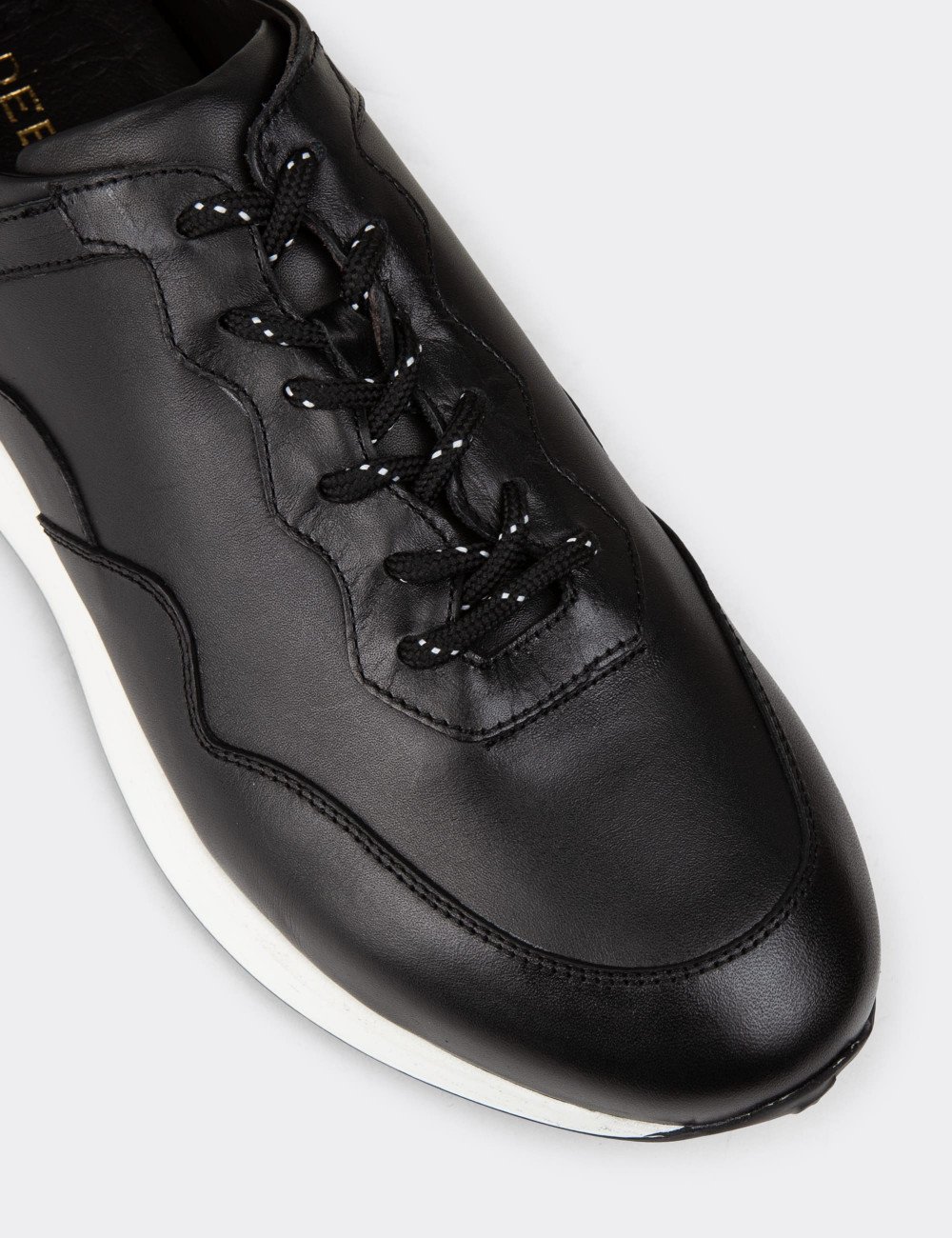 Hakiki Deri Siyah Erkek Sneaker Ayakkabı - 01725MSYHE11