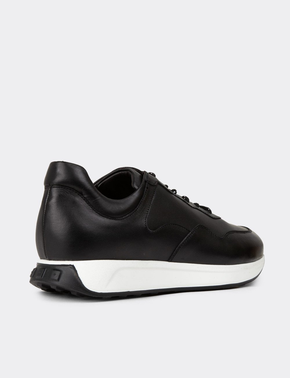 Hakiki Deri Siyah Erkek Sneaker Ayakkabı - 01725MSYHE11