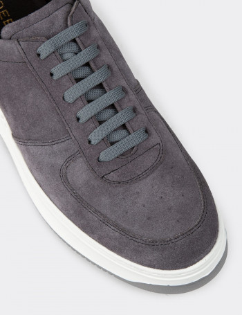 Hakiki Süet Gri Erkek Sneaker Ayakkabı - 01965MGRIE04