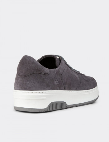 Hakiki Süet Gri Erkek Sneaker Ayakkabı - 01965MGRIE04