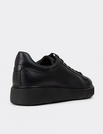 Hakiki Deri Lacivert Erkek Sneaker Ayakkabı - 01954MLCVE03
