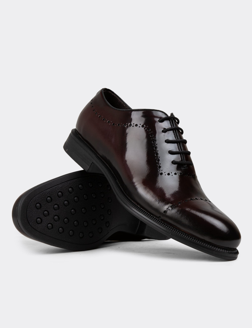 Hakiki Deri Bordo Açma Erkek Klasik Ayakkabı - 00491MBRDC02