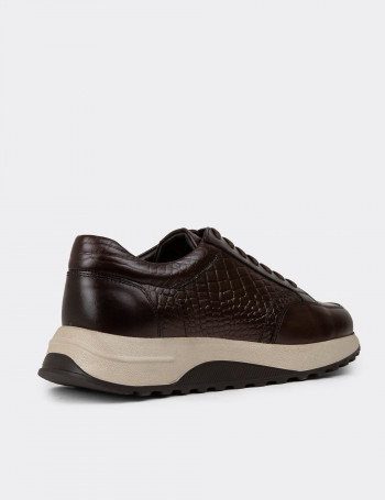 Hakiki Deri Kahverengi Erkek Sneaker Ayakkabı - 01984MKHVE01