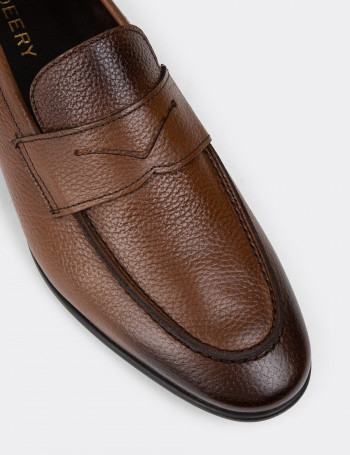 Hakiki Deri Taba Rengi Erkek Loafer Ayakkabı - 01988MTBAC01