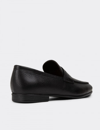 Hakiki Deri Siyah Erkek Loafer Ayakkabı - 01988MSYHC01
