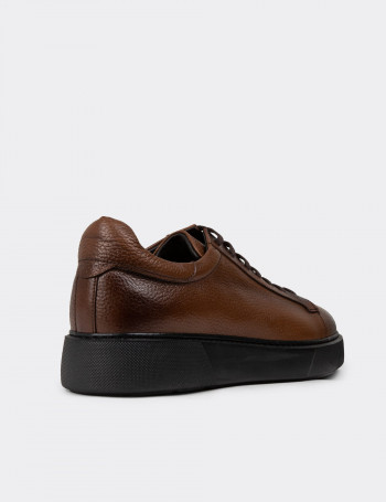 Hakiki Deri Taba Rengi Erkek Sneaker Ayakkabı - 01954MTBAE02