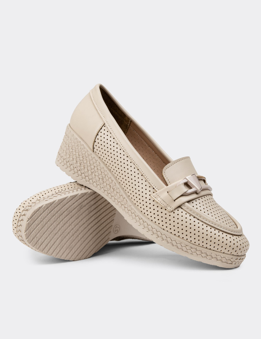 Bej Rengi Kadın Dolgu Topuk Günlük Ayakkabı - K2358ZBEJC01