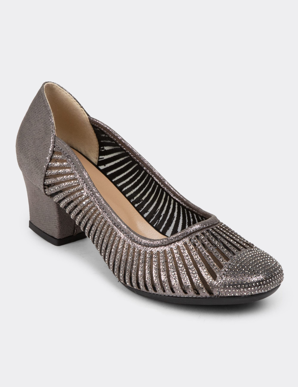 Platin Rengi Topuklu Günlük Kadın Ayakkabı - K8642ZPLTC01