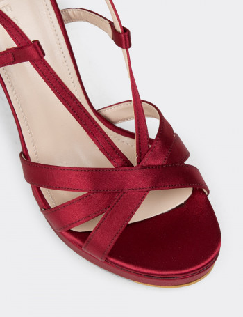 Bordo Saten Kadın Abiye Ayakkabı - S0143ZBRDM01