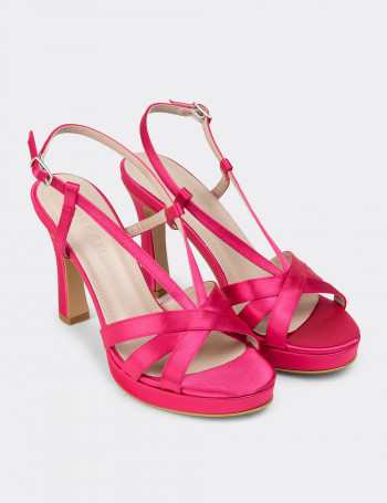 Pembe Saten Kadın Abiye Ayakkabı - S0143ZPMBM01