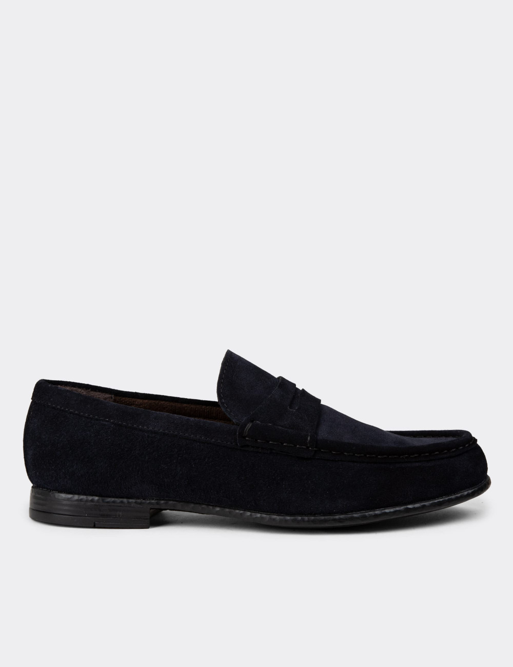 Hakiki Süet Lacivert Erkek Loafer Ayakkabı - 01510MLCVC06