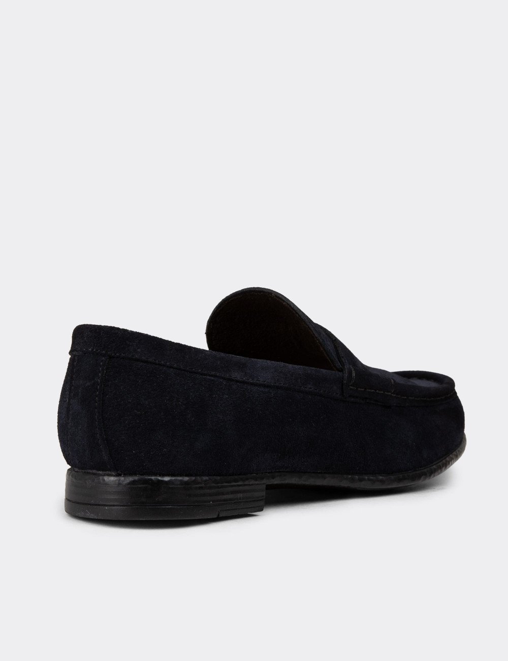 Hakiki Süet Lacivert Erkek Loafer Ayakkabı - 01510MLCVC06