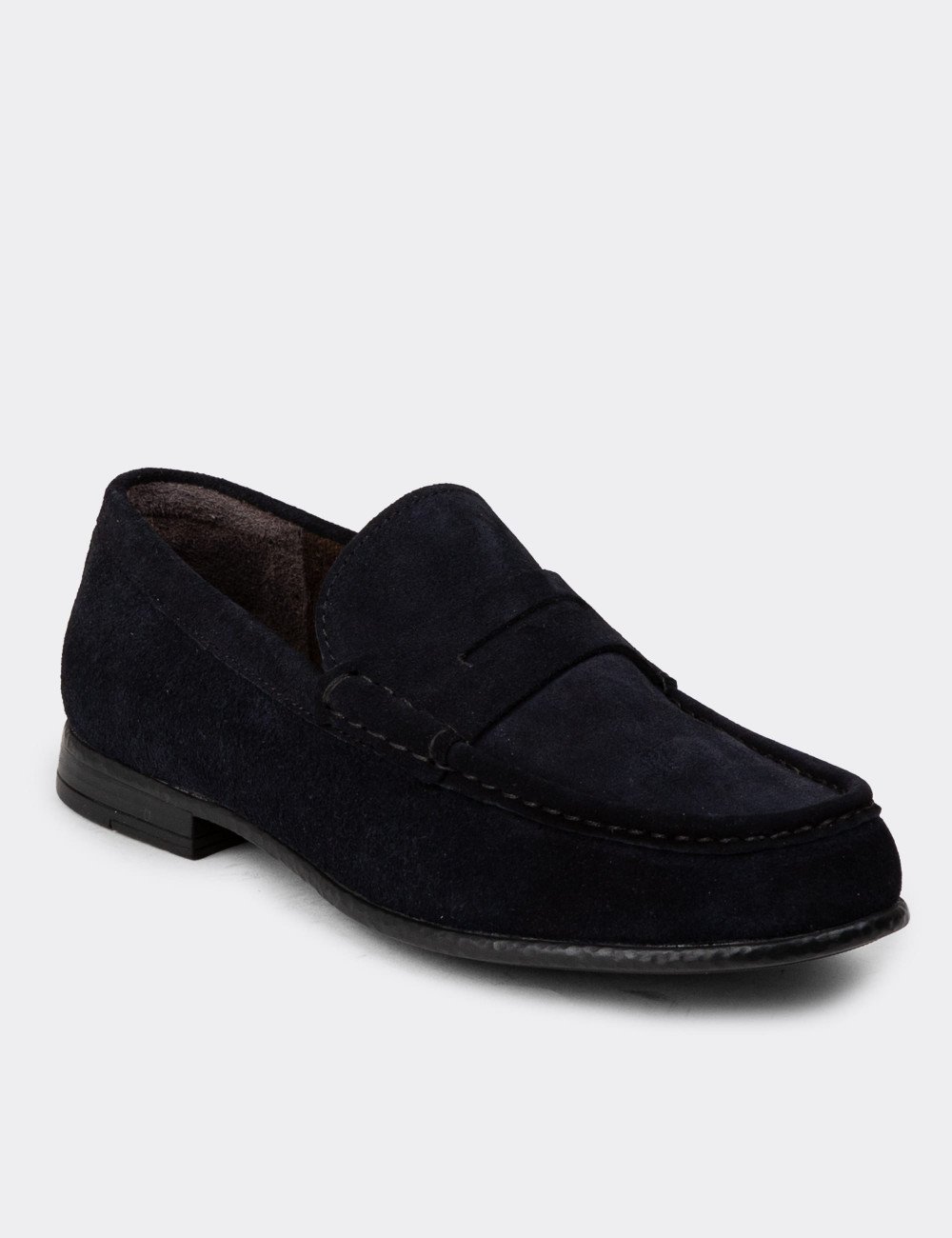 Hakiki Süet Lacivert Erkek Loafer Ayakkabı - 01510MLCVC06