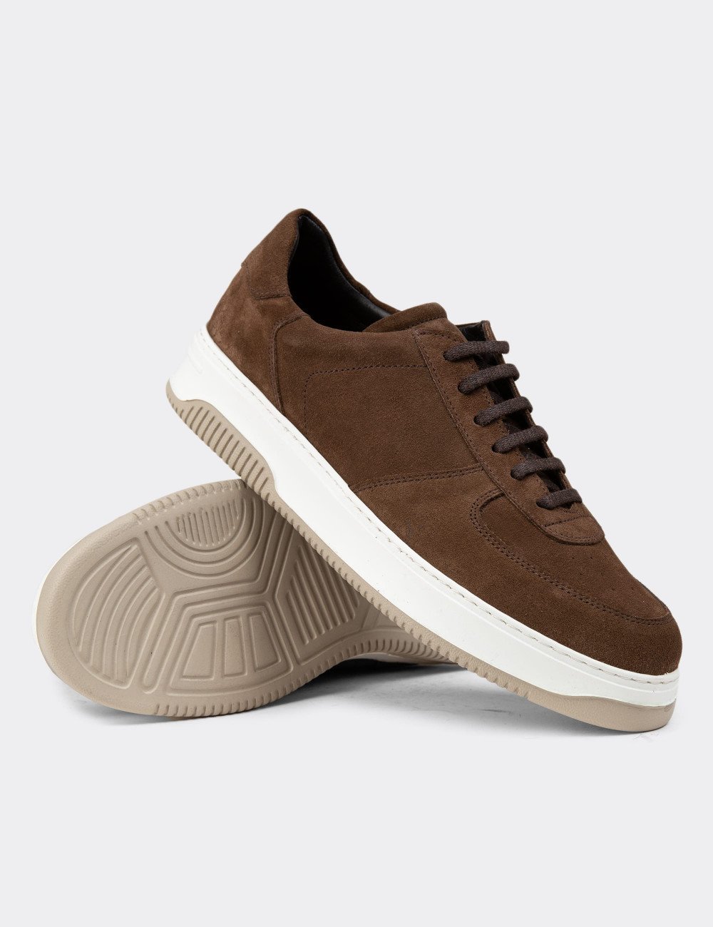 Hakiki Süet Taba Rengi Erkek Sneaker Ayakkabı - 01965MTBAE01