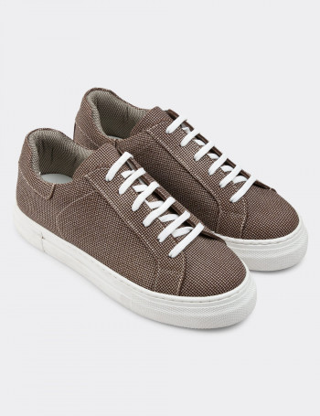 Hakiki Deri Kahverengi Kadın Sneaker Ayakkabı - Z1681ZKHVC32