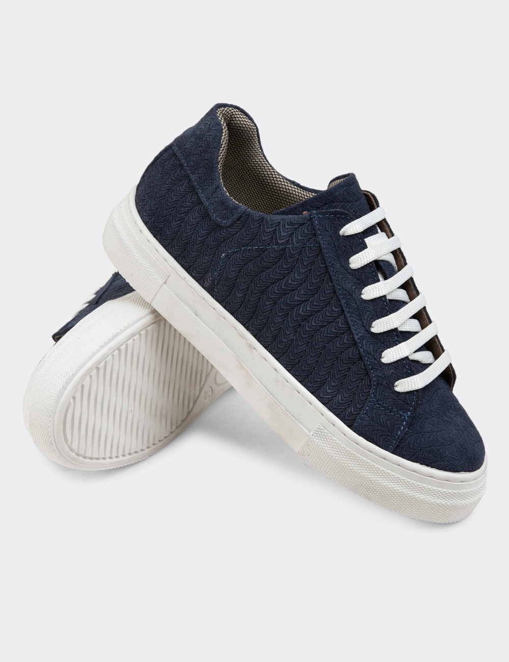 Hakiki Süet Lacivert Kadın Sneaker - Z1681ZLCVC21