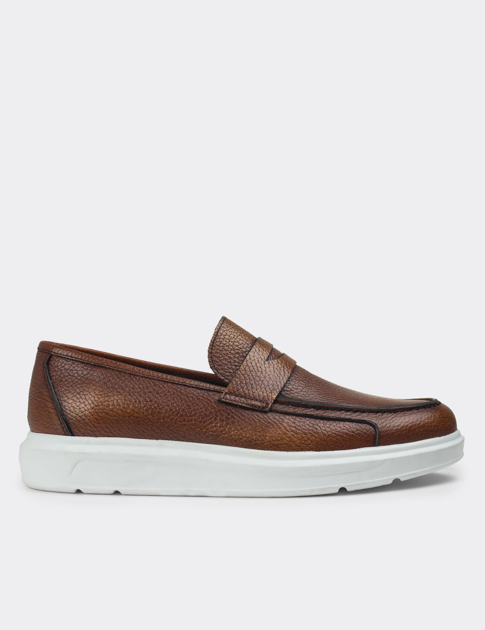 Hakiki Deri Taba Rengi Erkek Comfort Loafer - 01564MTBAP09