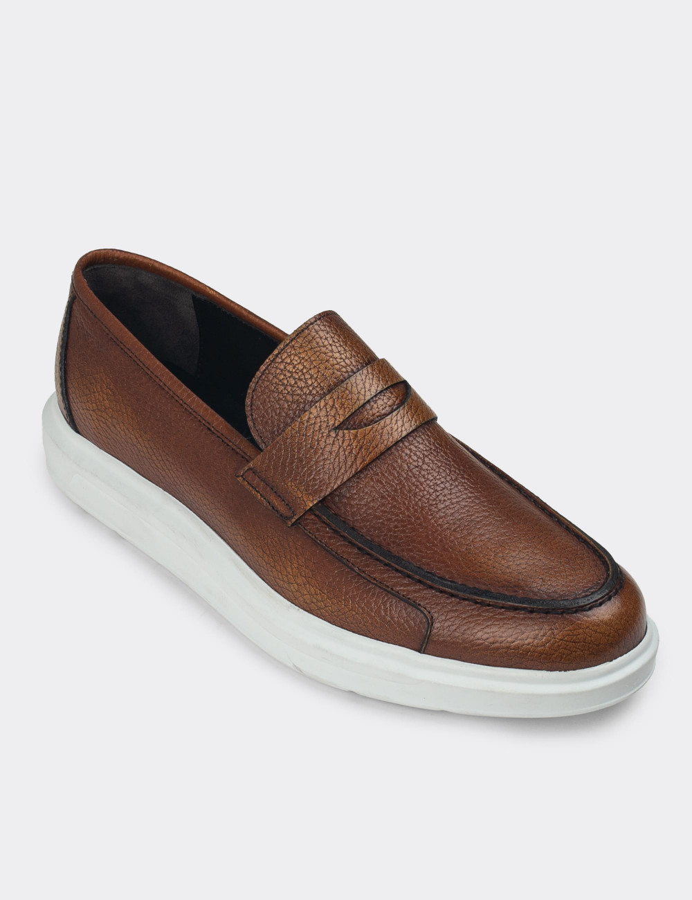 Hakiki Deri Taba Rengi Erkek Comfort Loafer - 01564MTBAP09