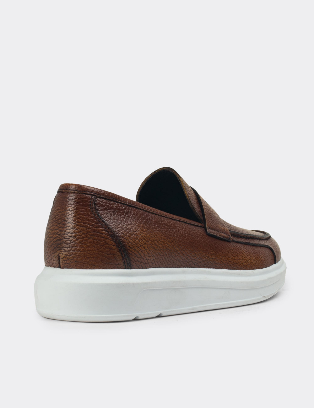 Hakiki Deri Taba Rengi Erkek Comfort Loafer - 01564MTBAP09