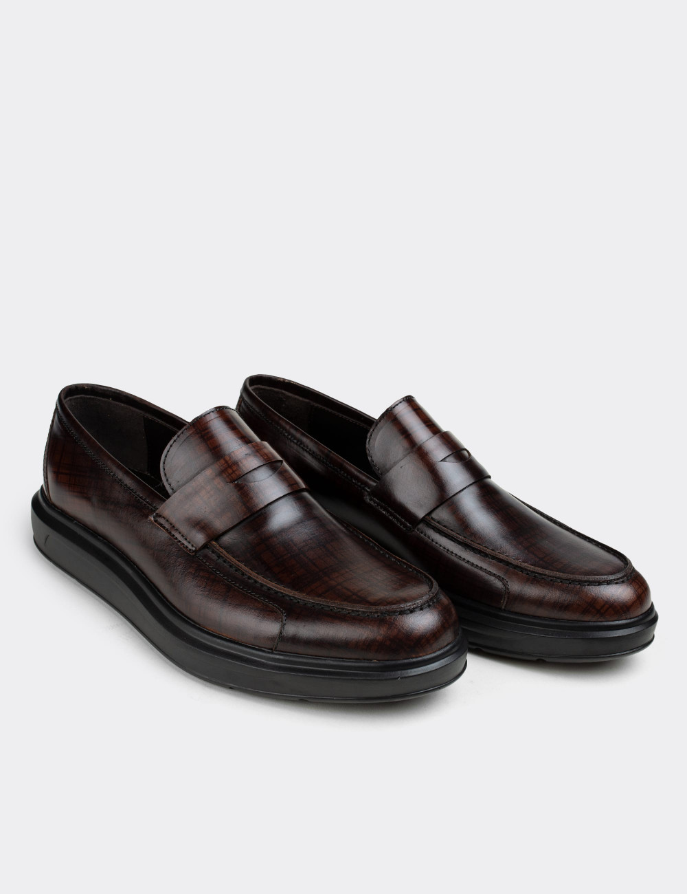 Hakiki Deri Kahverengi Comfort Erkek Loafer - 01564MKHVP06