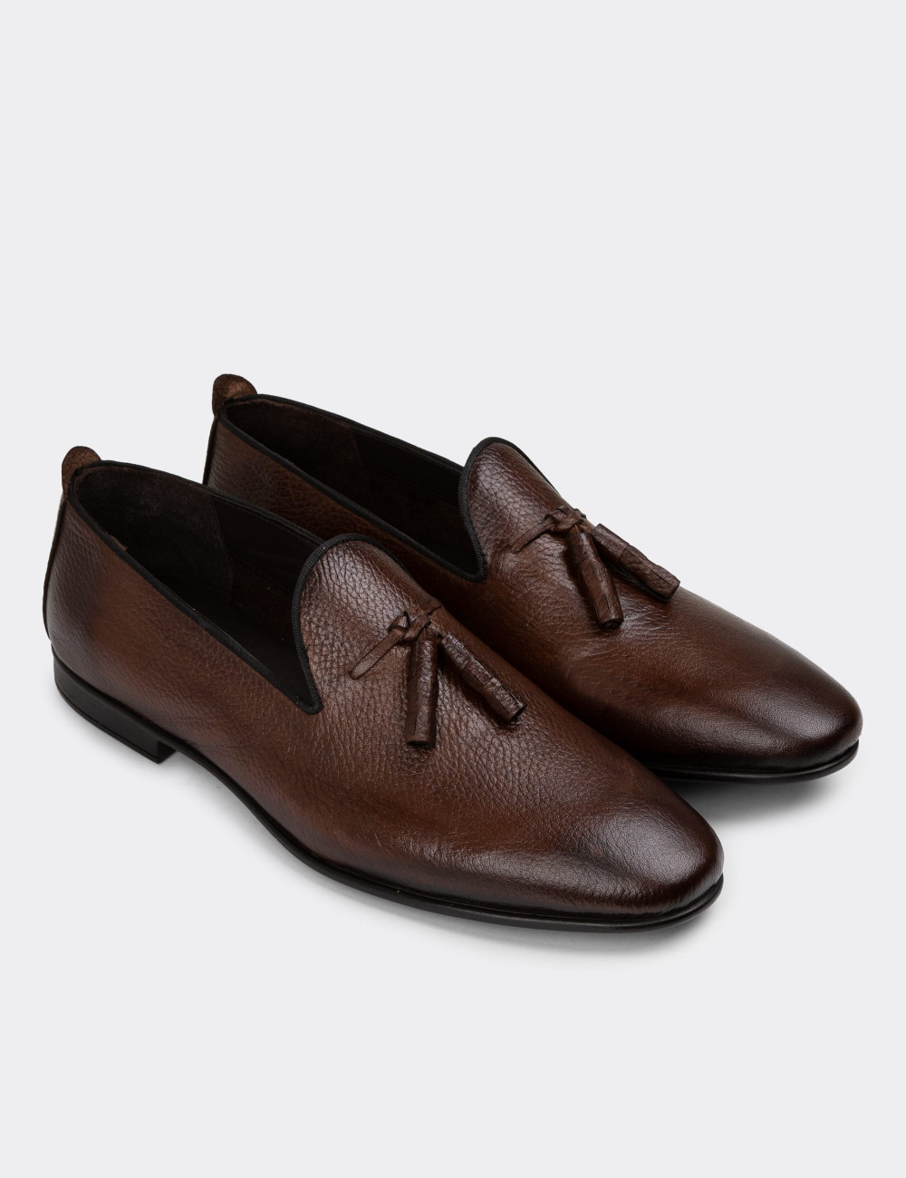 Hakiki Deri Taba Rengi Erkek Loafer - 01702MTBAC12