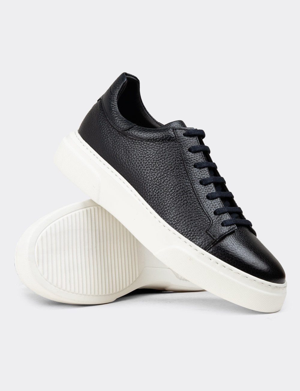 Erkek Hakiki Deri Lacivert Sneaker Ayakkabı - M2501MLCVP02