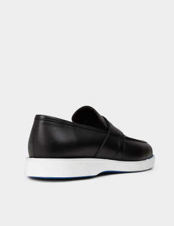 Erkek Siyah Hakiki Deri Loafer Ayakkabı - 01960MSYHC03