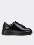 Kadın Hakiki Deri Siyah Sneaker Ayakkabı