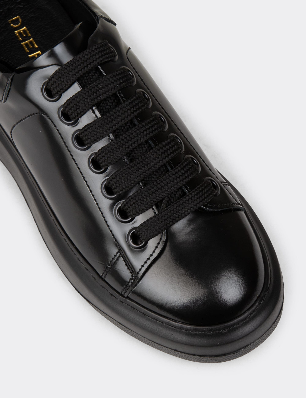 Kadın Hakiki Deri Siyah Sneaker Ayakkabı - 01991ZSYHP05