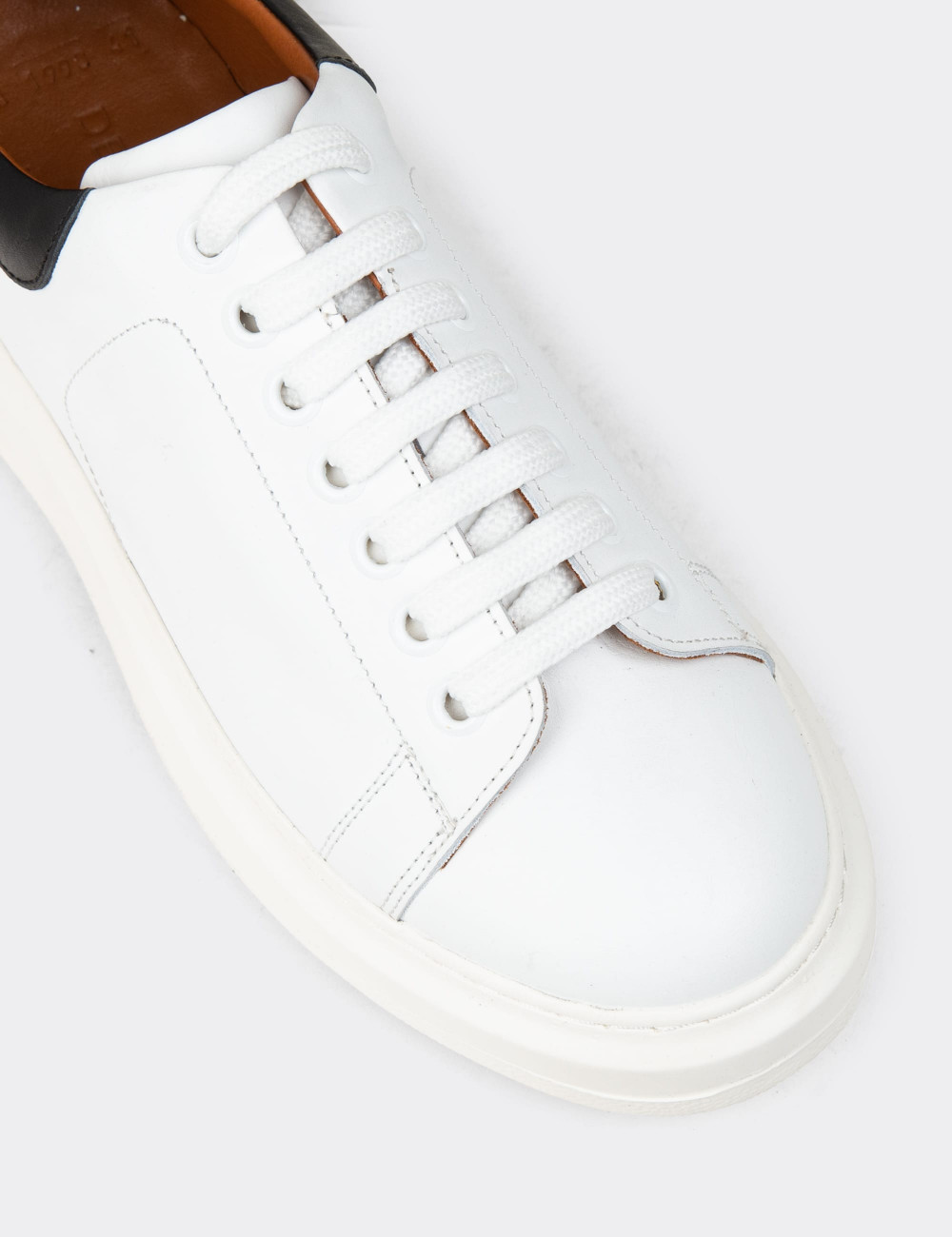 Erkek Hakiki Deri Beyaz Sneaker Ayakkabı - 01990MBYZP01