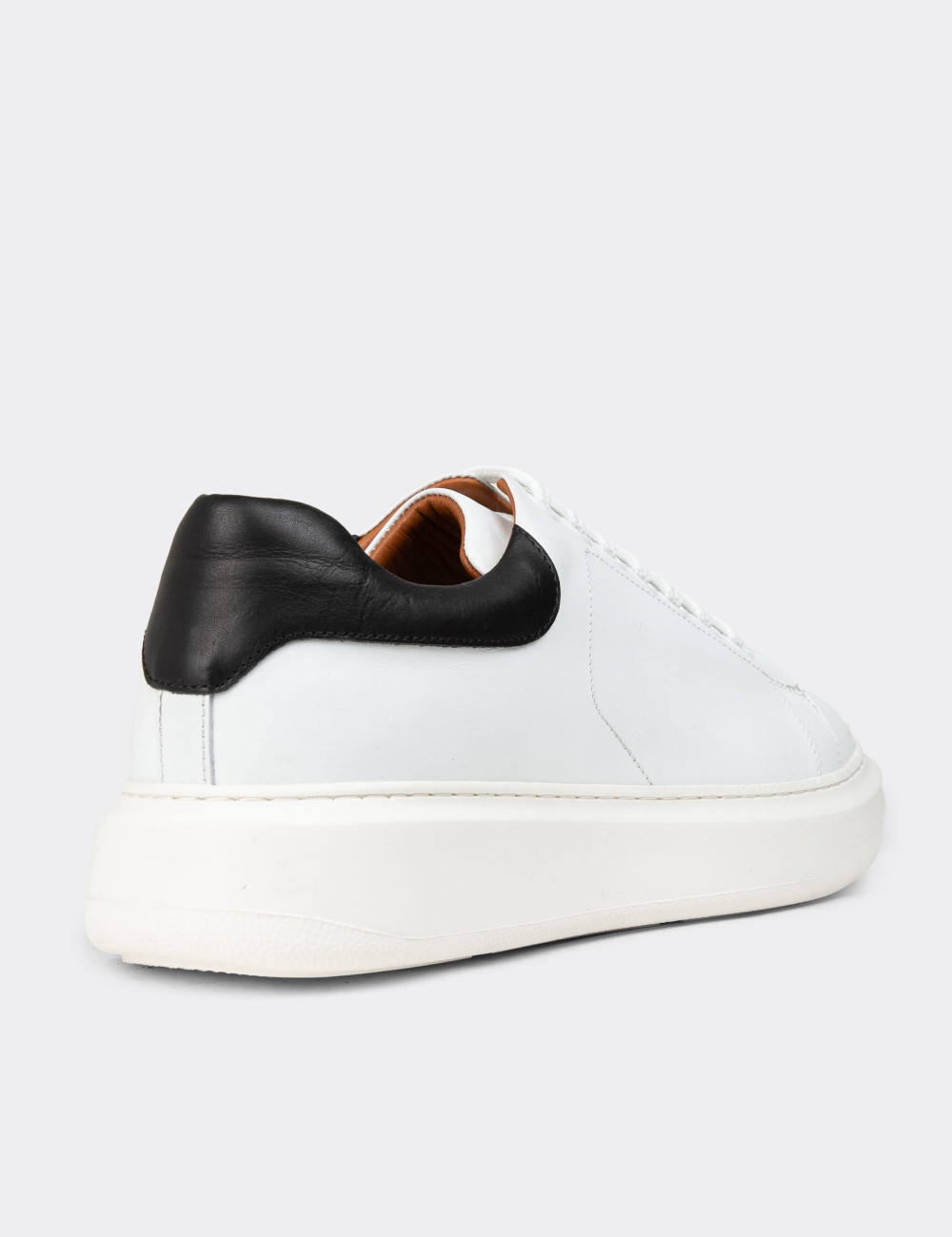 Erkek Hakiki Deri Beyaz Sneaker Ayakkabı - 01990MBYZP01