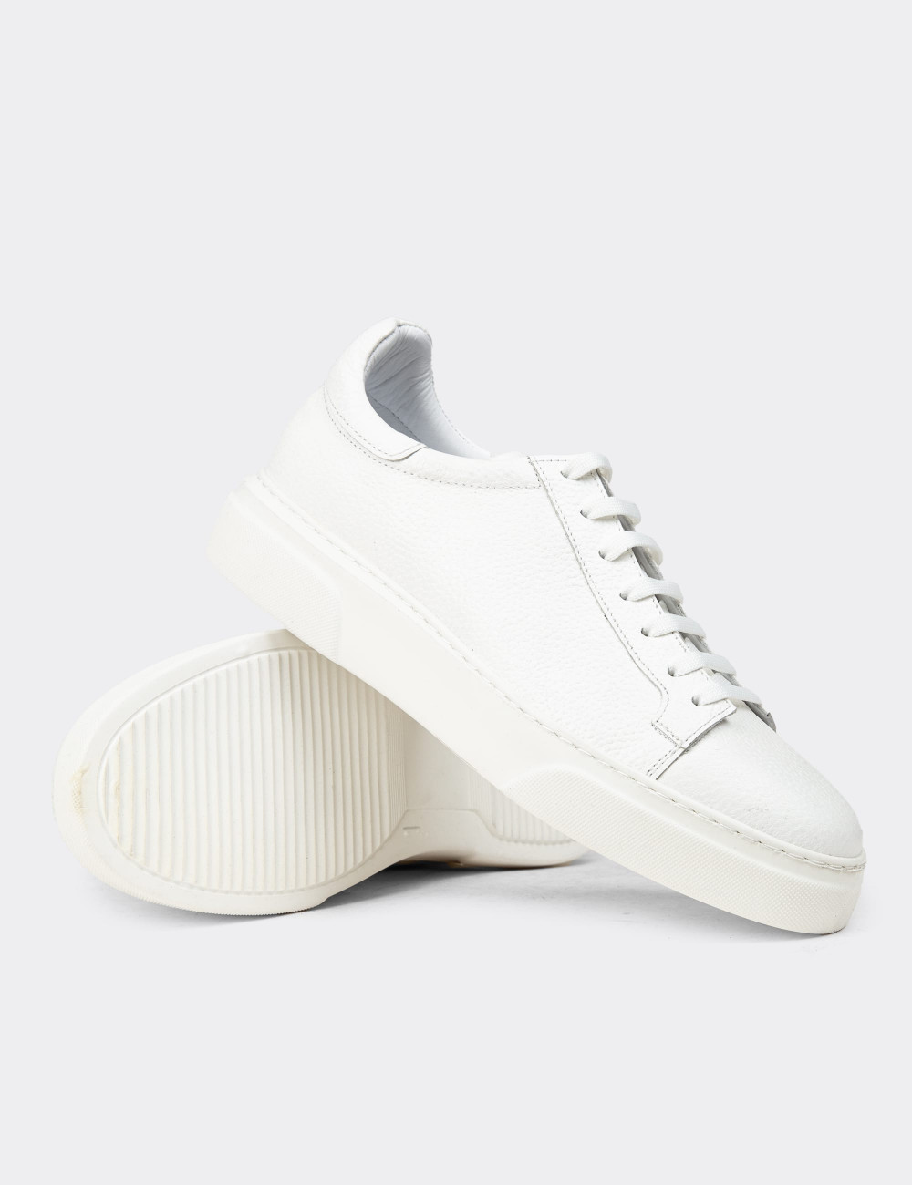 Erkek Hakiki Deri Beyaz Sneaker Ayakkabı - M2501MBYZP02