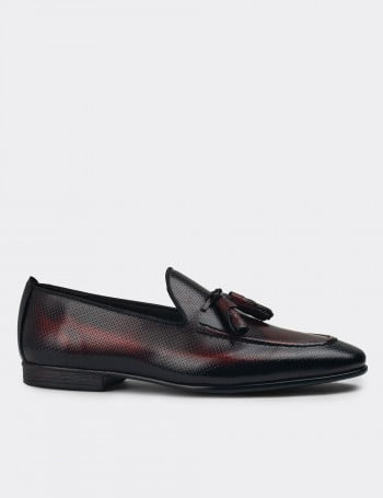 Erkek Bordo Hakiki Deri Loafer Ayakkabı