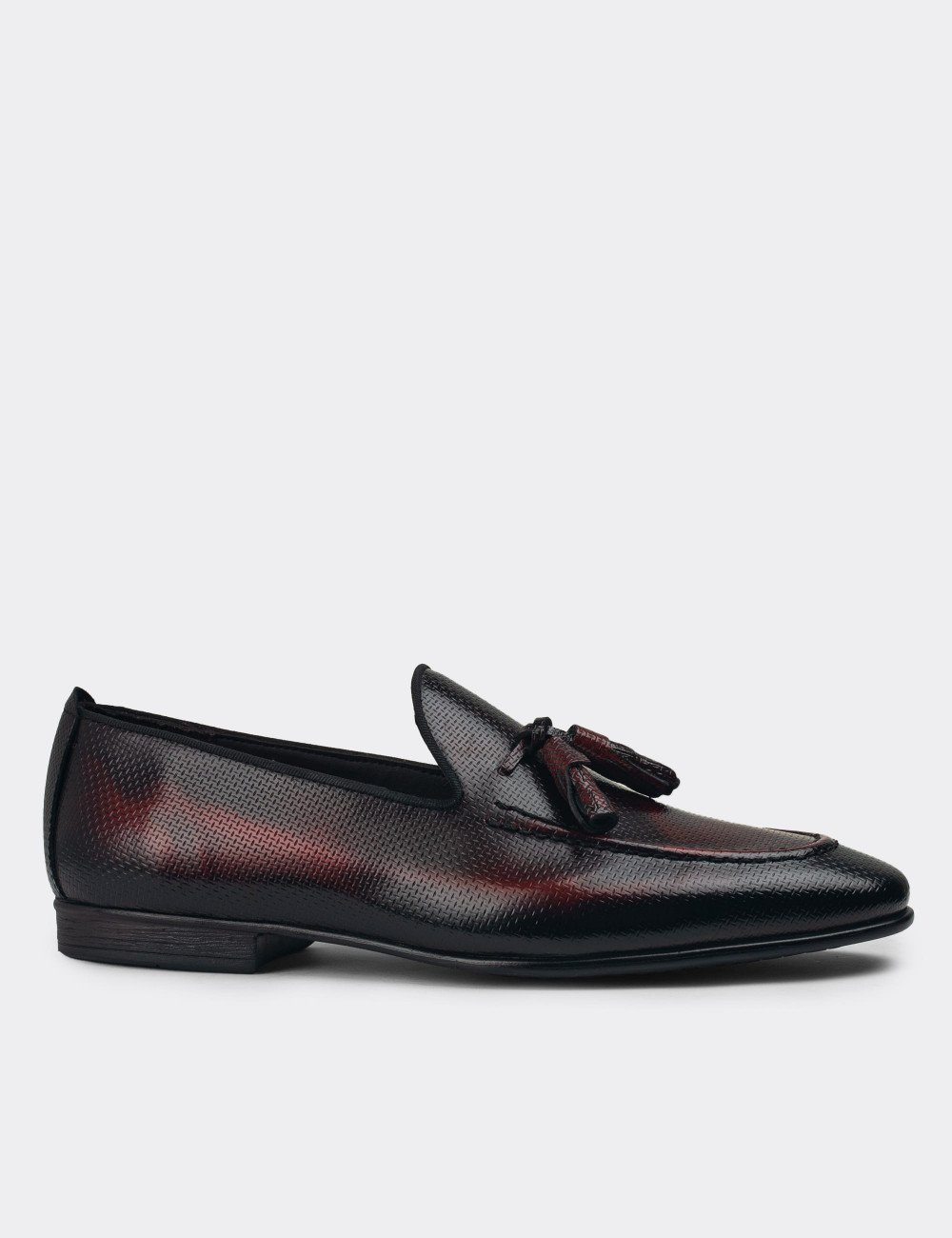 Erkek Bordo Hakiki Deri Loafer Ayakkabı - 01701MBRDC21
