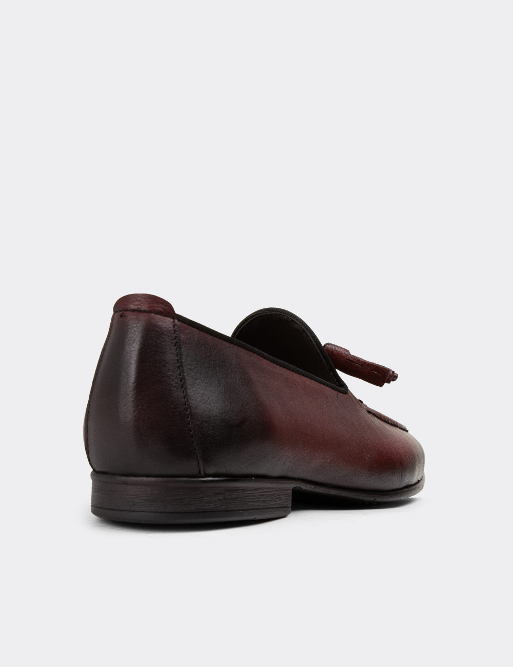 Erkek Bordo Hakiki Deri Loafer Ayakkabı - 01701MBRDC17