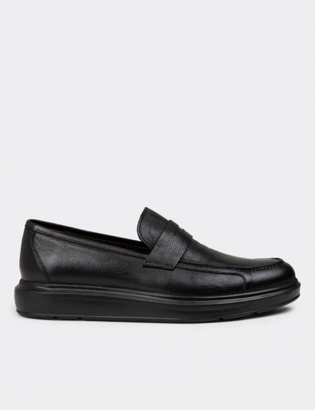 Erkek Siyah Hakiki Deri Comfort Loafer