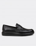 Erkek Siyah Hakiki Deri Comfort Loafer