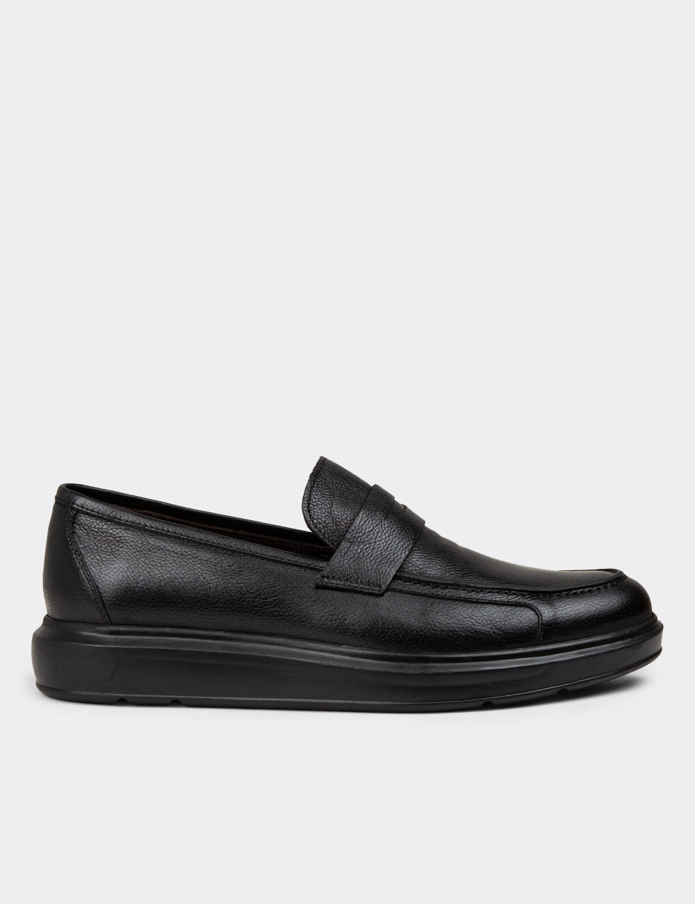 Erkek Siyah Hakiki Deri Comfort Loafer - 01564MSYHP14