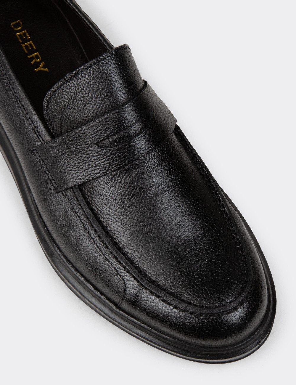 Erkek Siyah Hakiki Deri Comfort Loafer - 01564MSYHP14