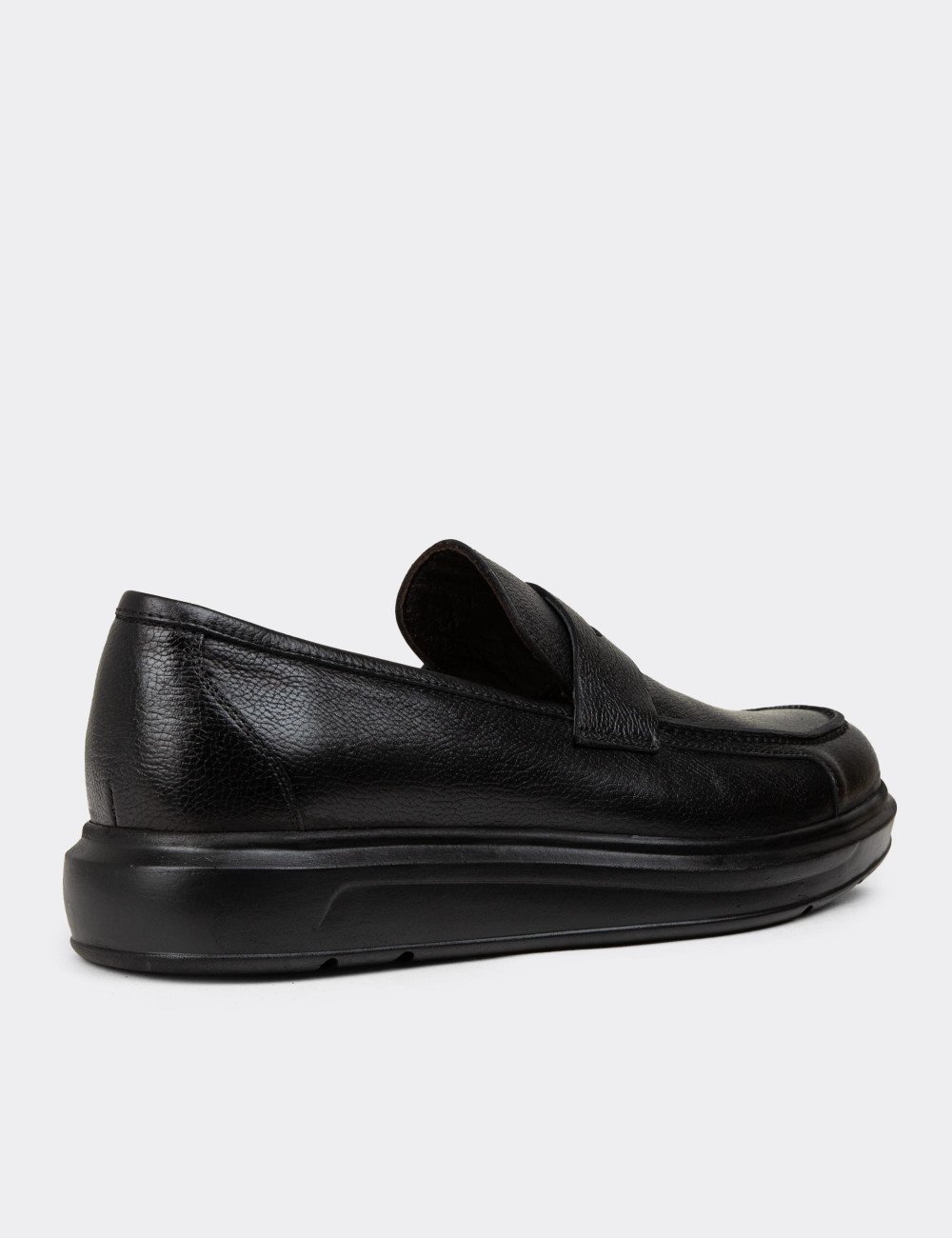 Erkek Siyah Hakiki Deri Comfort Loafer - 01564MSYHP14