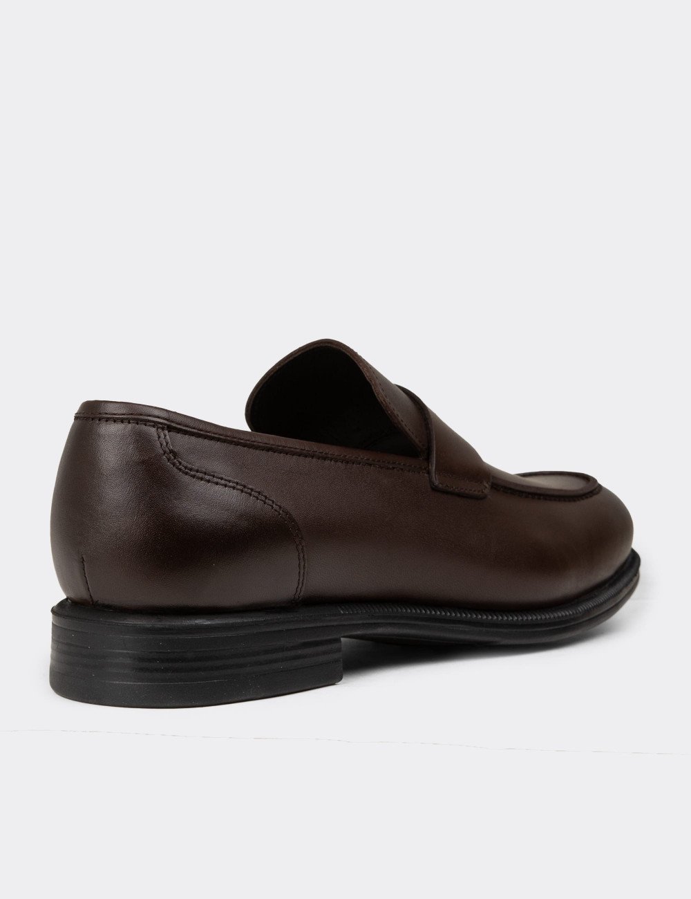 Erkek Kahverengi Hakiki Deri Klasik Loafer Ayakkabı - 01995MKHVC01