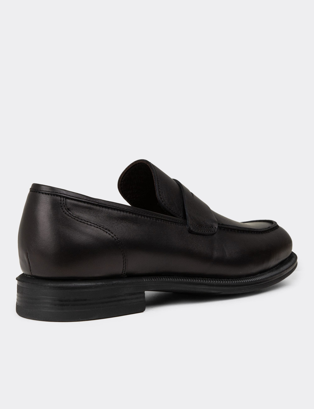 Erkek Hakiki Deri Siyah Klasik Loafer Ayakkabı - 01995MSYHC01