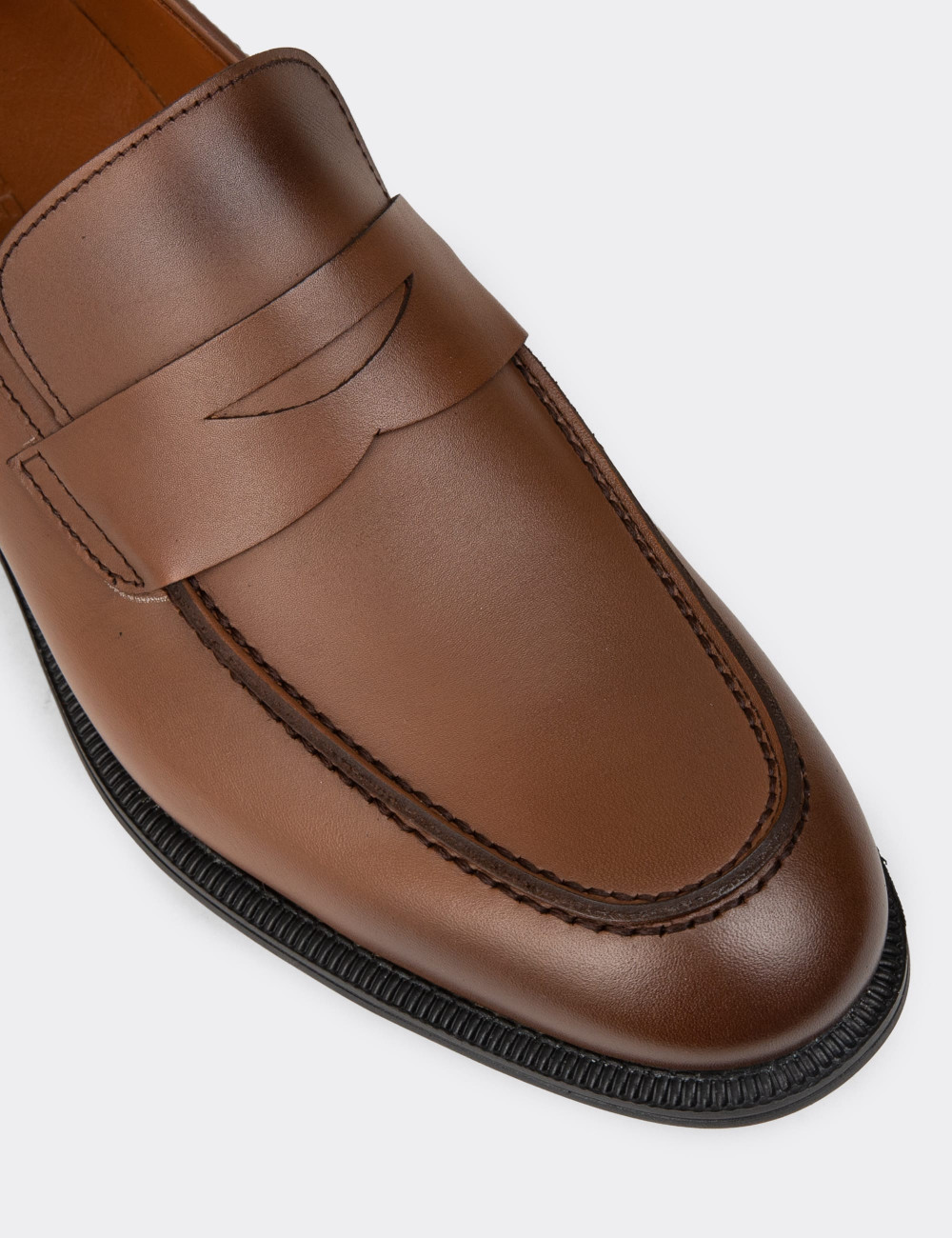 Erkek Hakiki Deri Taba Renk Klasik Loafer Ayakkabı - 01995MTBAC01