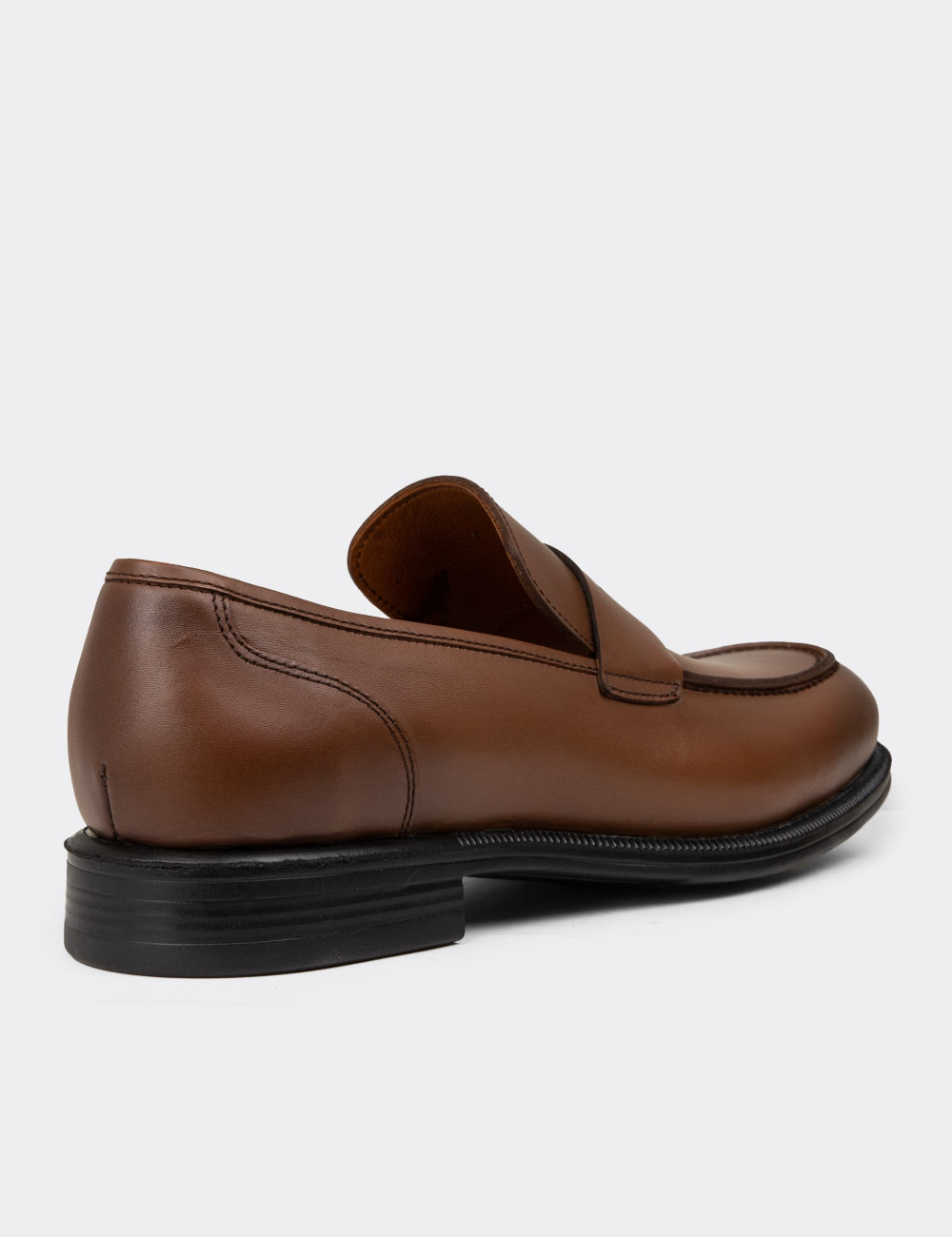 Erkek Hakiki Deri Taba Renk Klasik Loafer Ayakkabı - 01995MTBAC01