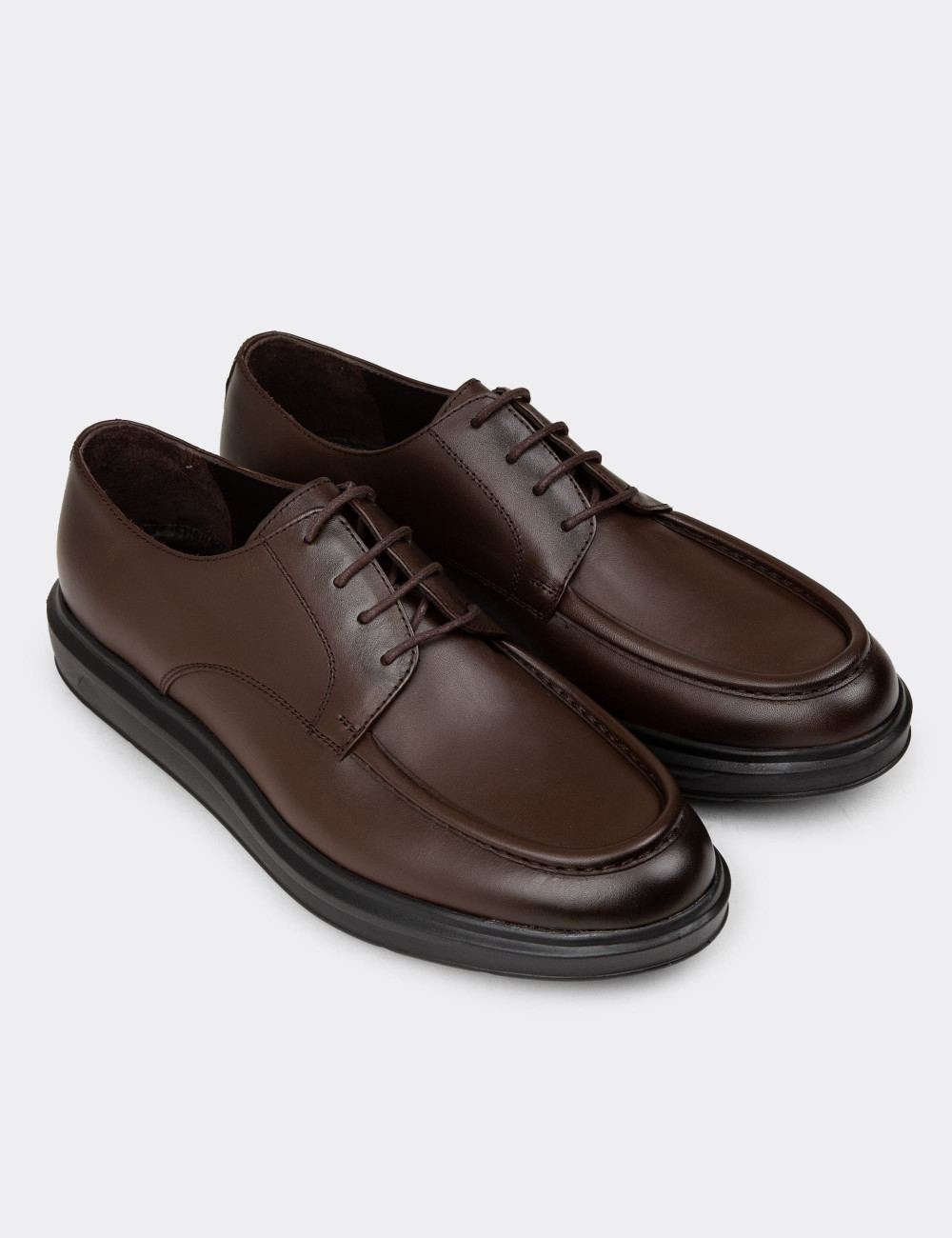 Erkek Kahverengi Deri Comfort Günlük Ayakkabı - 01981MKHVP01