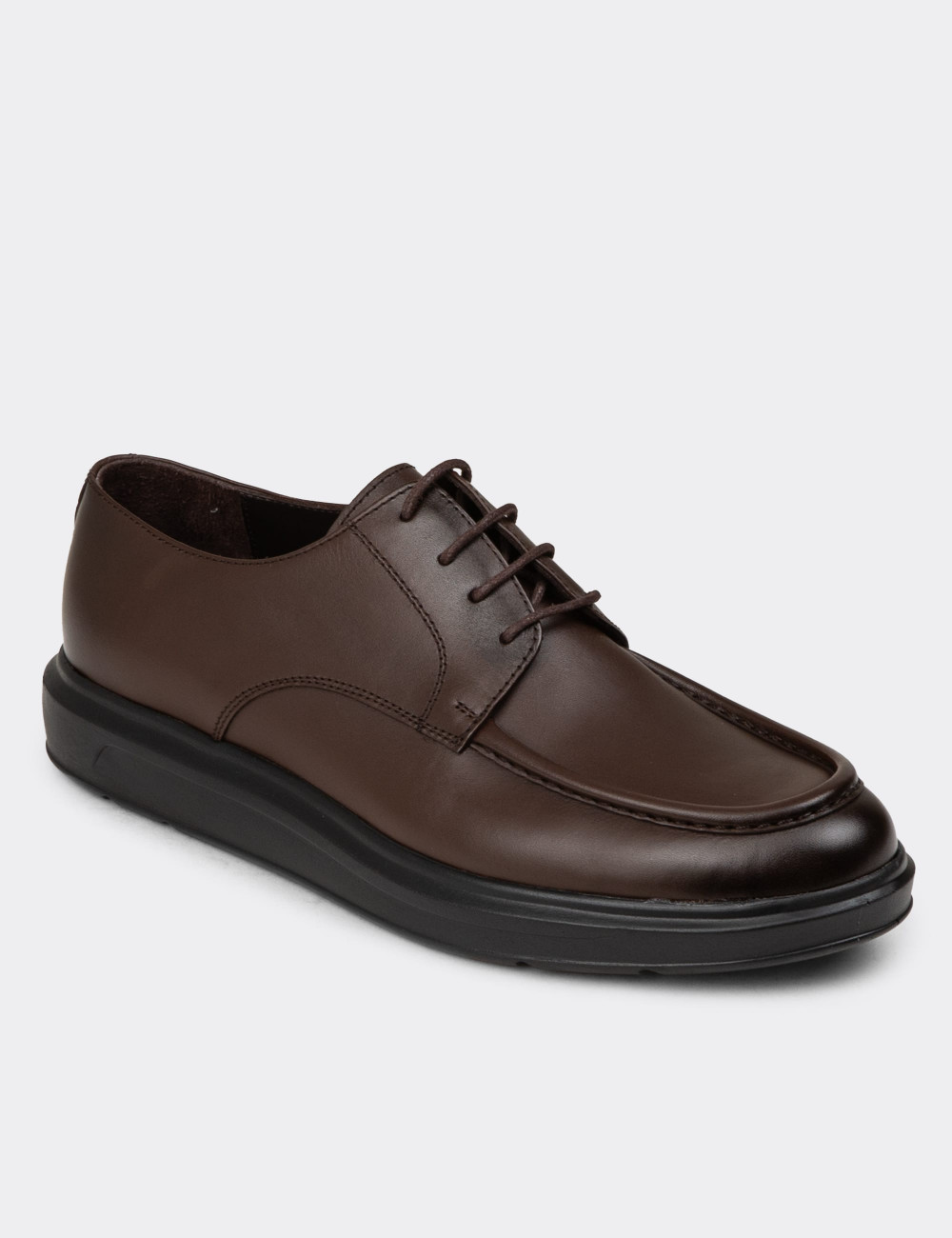 Erkek Kahverengi Deri Comfort Günlük Ayakkabı - 01981MKHVP01