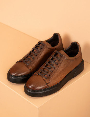 Erkek Hakiki Deri Taba Renk Sneaker Ayakkabı - M2501MTBAP04
