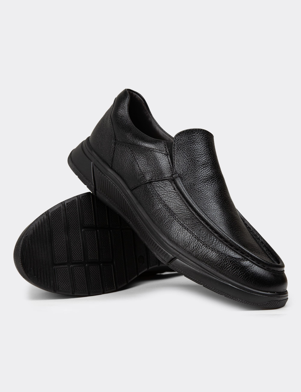 Erkek Hakiki Deri Siyah Loafer Ayakkabı - 01999MSYHC01