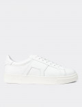 Erkek Beyaz Hakiki Deri Sneaker Ayakkabı